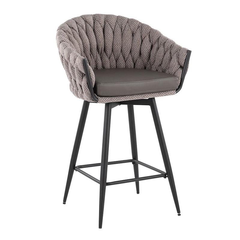 LumiSource Braided Matisse Counter Stool, Set of 2, Black/GY