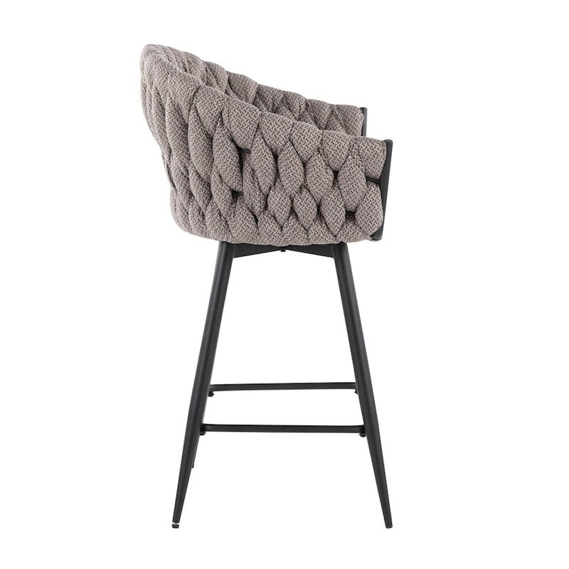 LumiSource Braided Matisse Counter Stool, Set of 2, Black/GY