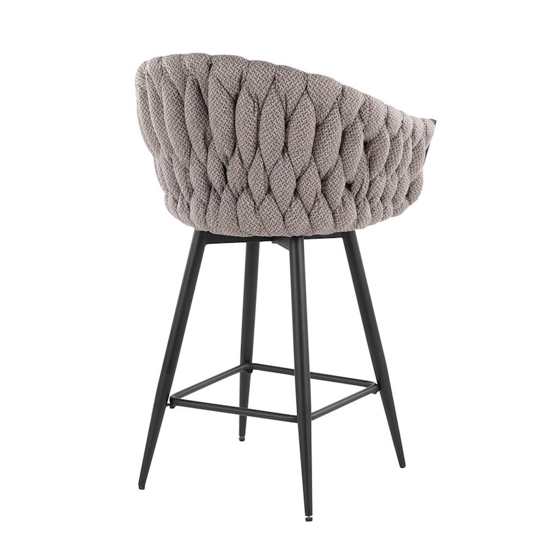 LumiSource Braided Matisse Counter Stool, Set of 2, Black/GY
