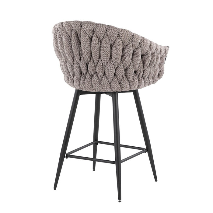 LumiSource Braided Matisse Counter Stool, Set of 2, Black/GY