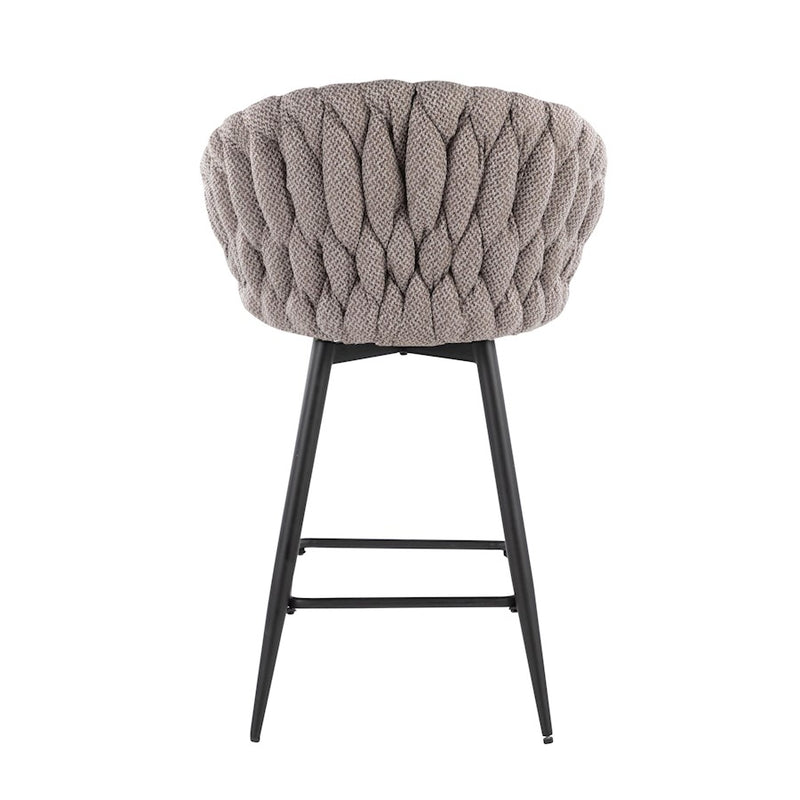 LumiSource Braided Matisse Counter Stool, Set of 2, Black/GY