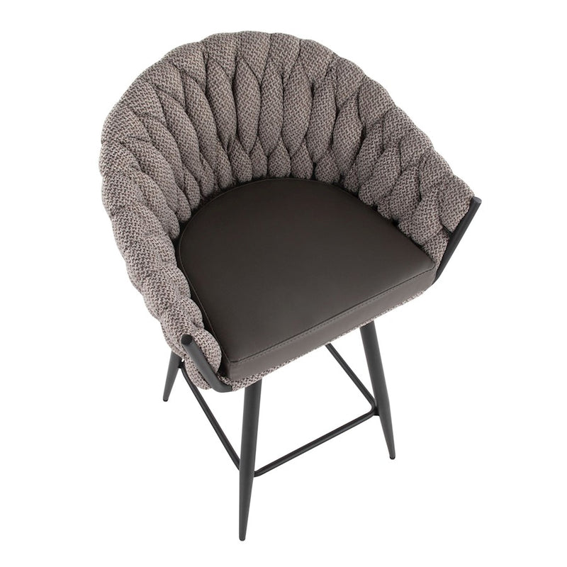 LumiSource Braided Matisse Counter Stool, Set of 2, Black/GY