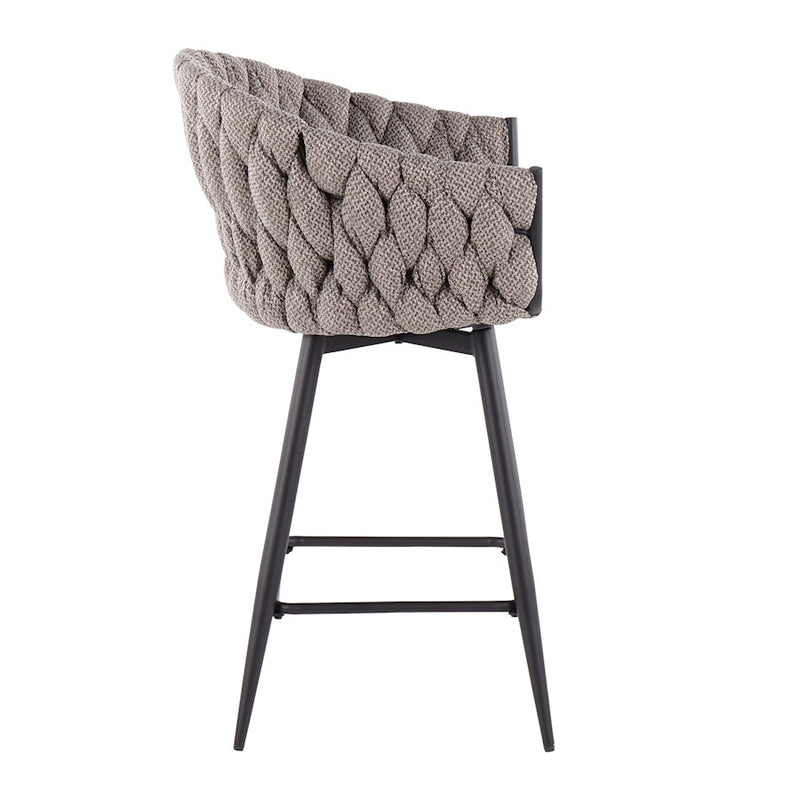 LumiSource B. Matisse Counter Stool, Set of 2, Black/GY/CM