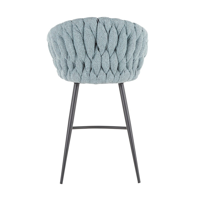 LumiSource Matisse Counter Stool | Contemporary Black Metal & Blue Fabric | Kitchen Island & Bar Seating | Model B26-BRAIDMATBKBU