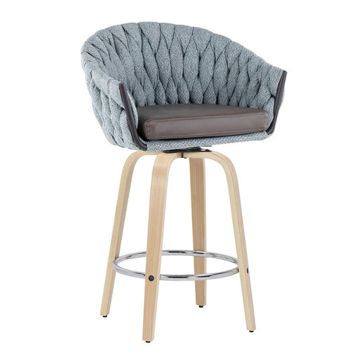 LumiSource B. Matisse Counter Stool, Set of 2, N/BL/GY/Chrome