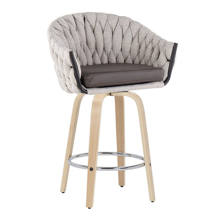 LumiSource B. Matisse Counter Stool, Set of 2, N/CM/GY/Chrome