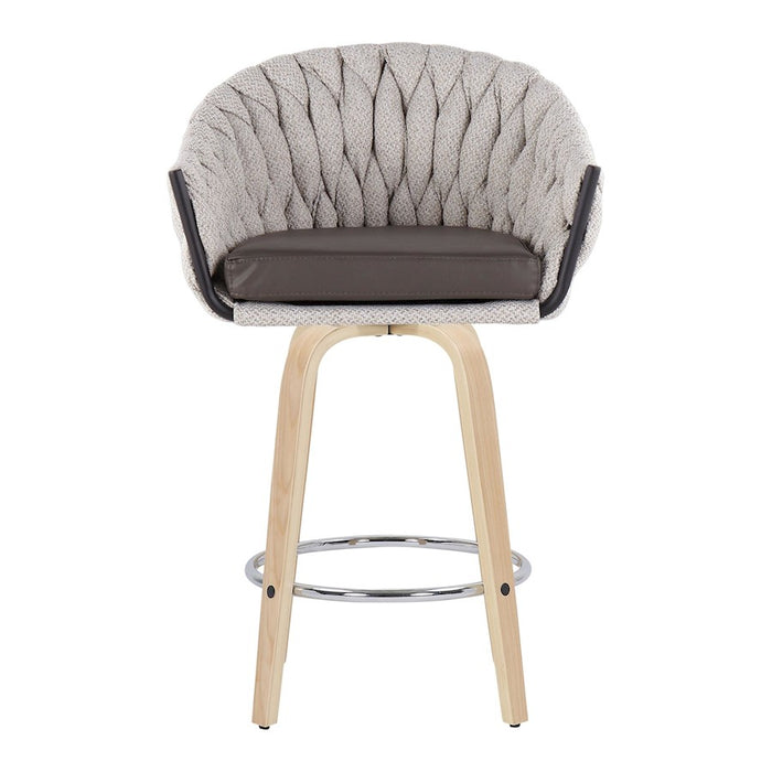 LumiSource B. Matisse Counter Stool, Set of 2, N/CM/GY/Chrome