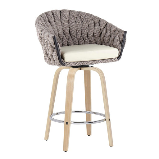 LumiSource B. Matisse Counter Stool, Set of 2, N/GY/CM/Chrome