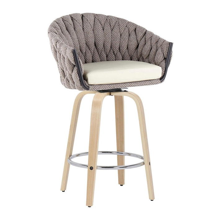 LumiSource B. Matisse Counter Stool, Set of 2, N/GY/CM/Chrome