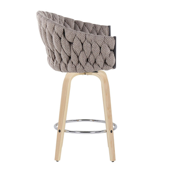 LumiSource B. Matisse Counter Stool, Set of 2, N/GY/CM/Chrome