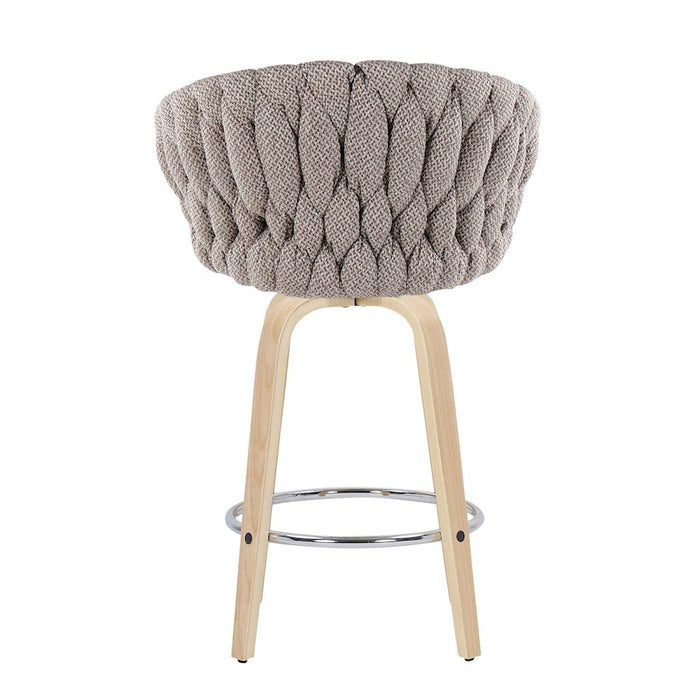 LumiSource B. Matisse Counter Stool, Set of 2, N/GY/CM/Chrome