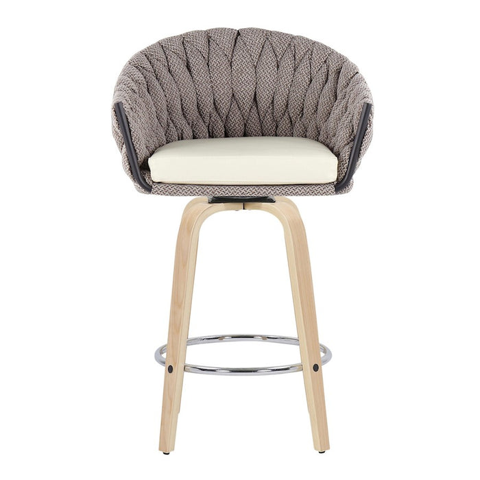 LumiSource B. Matisse Counter Stool, Set of 2, N/GY/CM/Chrome