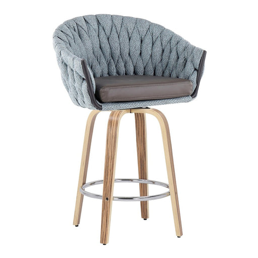 LumiSource B. Matisse Counter Stool, Set of 2, Z/BL/GY/Chrome