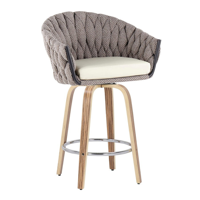 LumiSource B. Matisse Counter Stool, Set of 2, Z/GY/CM/Chrome