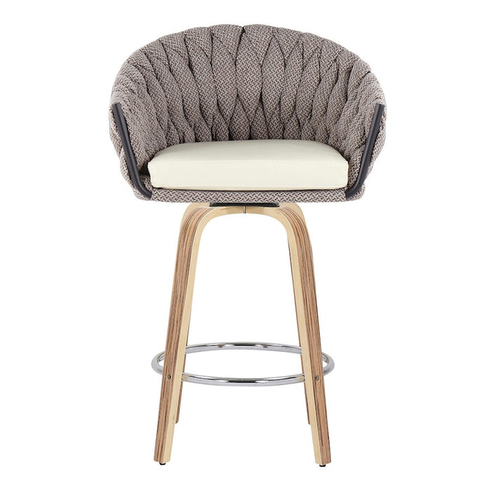 LumiSource B. Matisse Counter Stool, Set of 2, Z/GY/CM/Chrome