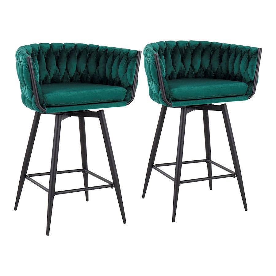 LumiSource B. Renee Counter Stool, Set/2, BK/Green - B26-BRDRENEE55SWVXBKVGN2