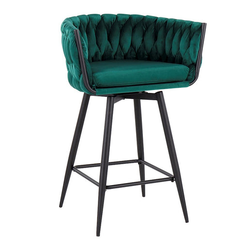 LumiSource B. Renee Counter Stool, Set of 2, Black/Green