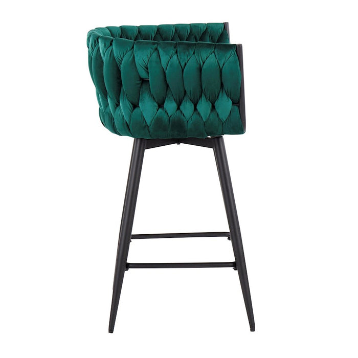 LumiSource B. Renee Counter Stool, Set of 2, Black/Green