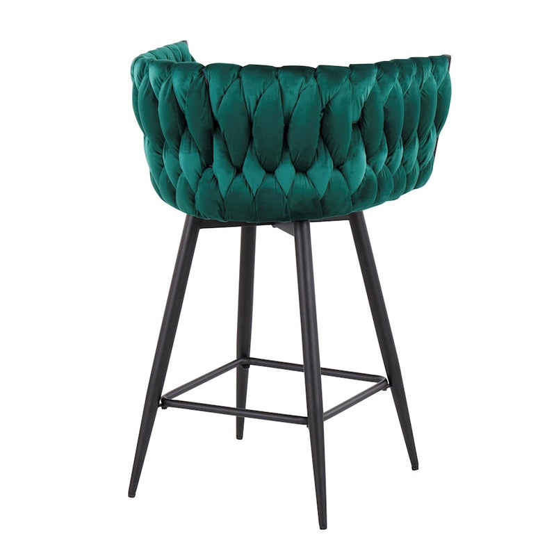 LumiSource B. Renee Counter Stool, Set of 2, Black/Green