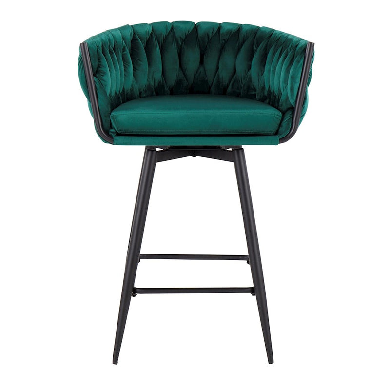 LumiSource B. Renee Counter Stool, Set of 2, Black/Green