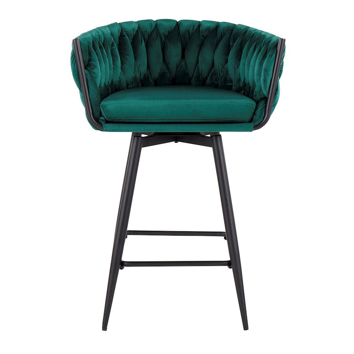 LumiSource B. Renee Counter Stool, Set of 2, Black/Green