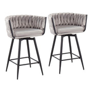 LumiSource B. Renee Counter Stool, Set/2, BK/Silver - B26-BRDRENEE55SWVXBKVSV2
