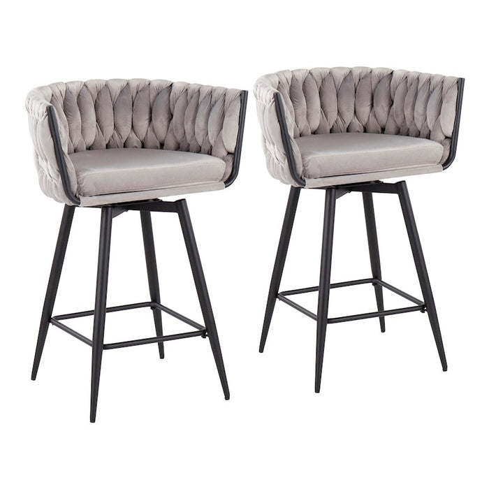LumiSource B. Renee Counter Stool, Set/2, BK/Silver - B26-BRDRENEE55SWVXBKVSV2
