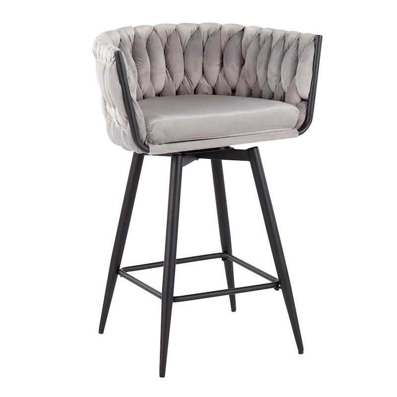 LumiSource B. Renee Counter Stool, Set of 2, Black/Silver