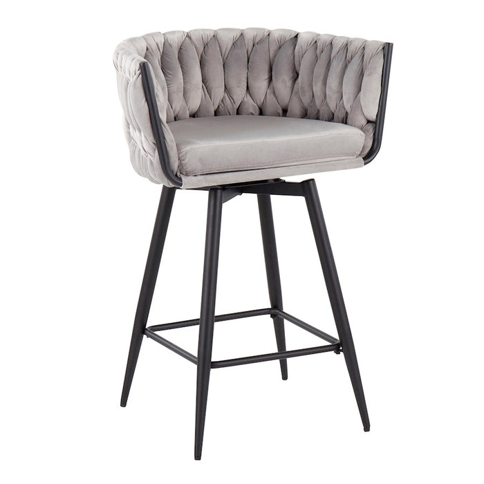 LumiSource B. Renee Counter Stool, Set of 2, Black/Silver