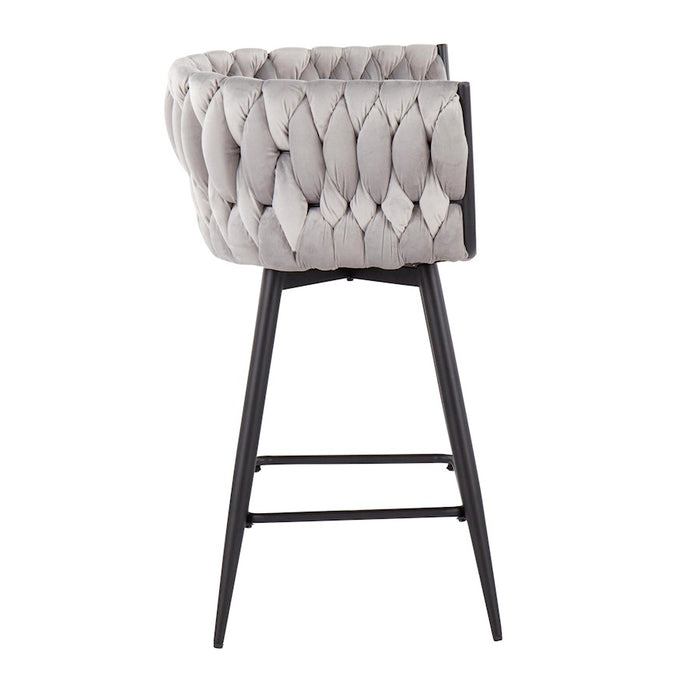 LumiSource B. Renee Counter Stool, Set of 2, Black/Silver