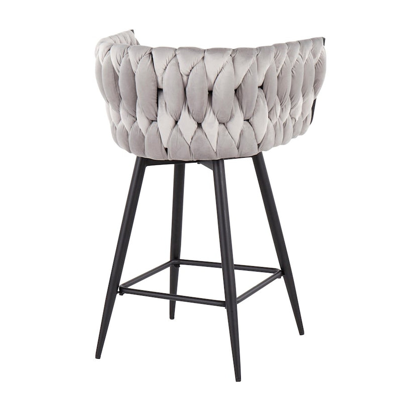 LumiSource B. Renee Counter Stool, Set of 2, Black/Silver