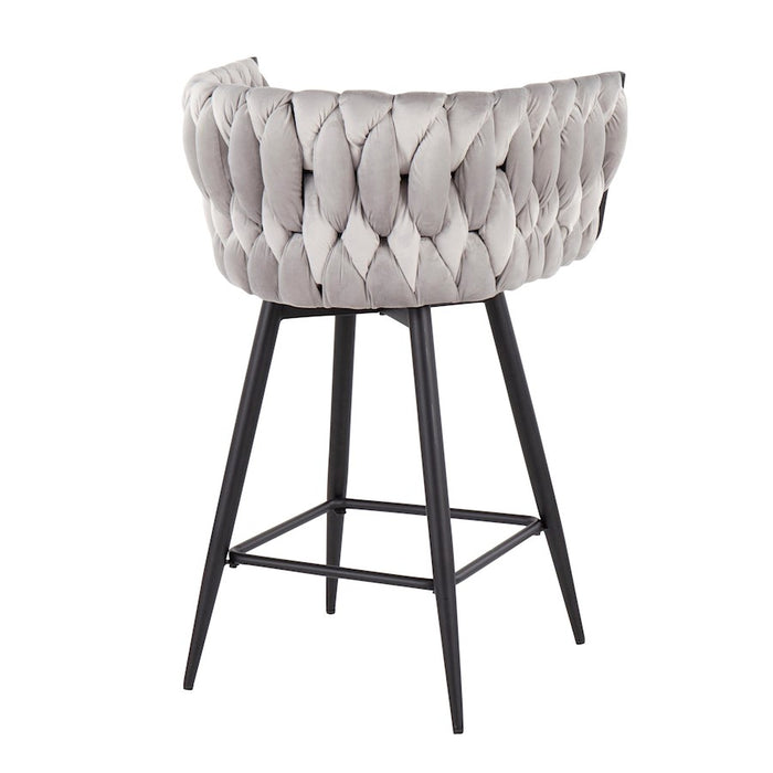 LumiSource B. Renee Counter Stool, Set of 2, Black/Silver