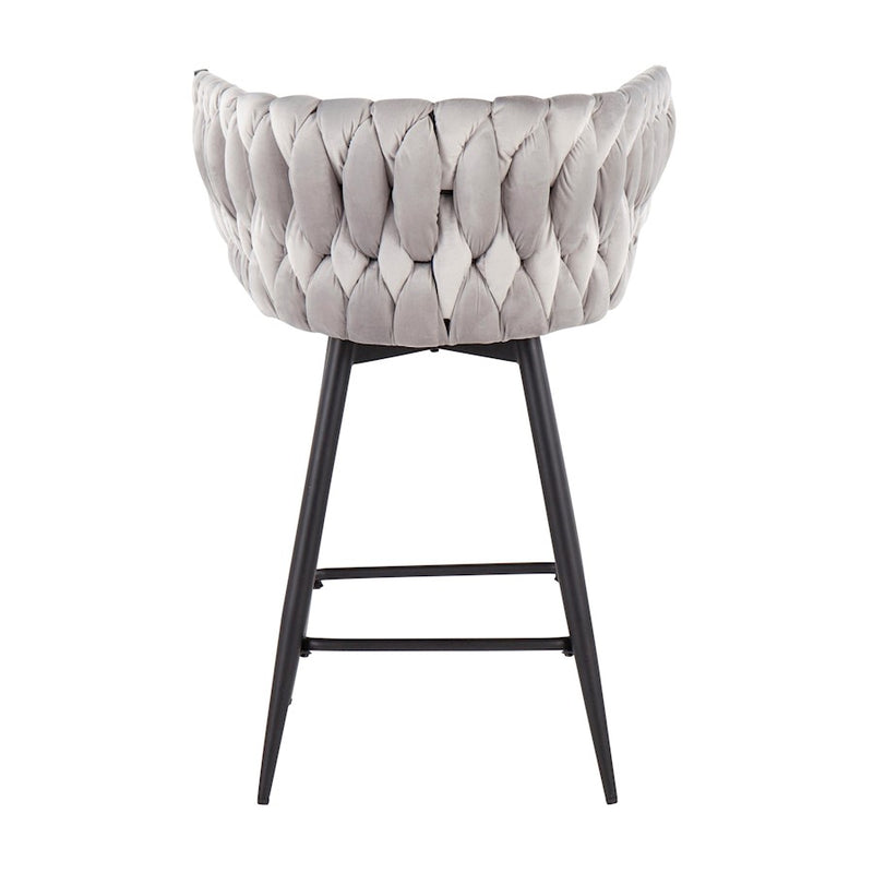 LumiSource B. Renee Counter Stool, Set of 2, Black/Silver