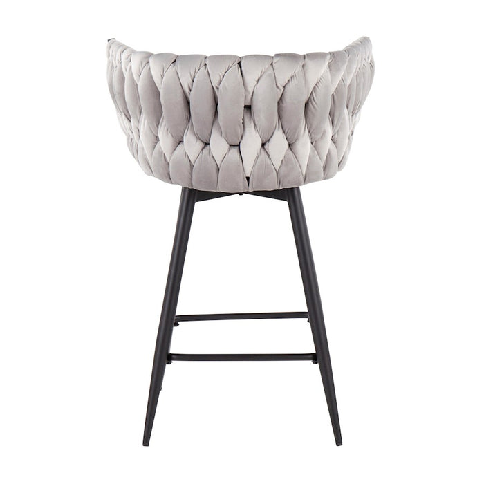 LumiSource B. Renee Counter Stool, Set of 2, Black/Silver