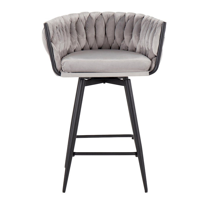 LumiSource B. Renee Counter Stool, Set of 2, Black/Silver