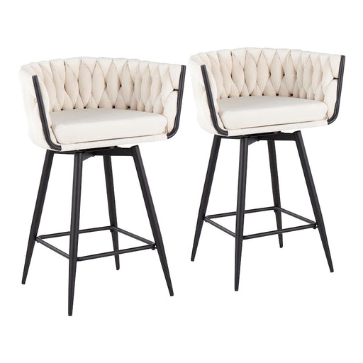 LumiSource Braided Renee Counter Stool, Set/2, BK/WH - B26-BRDRENEE55SWVXBKVW2