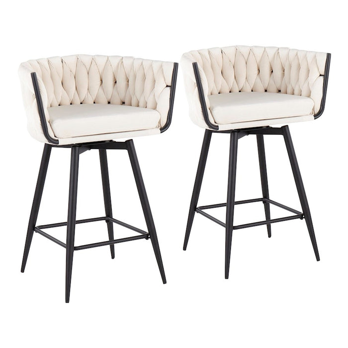 LumiSource Braided Renee Counter Stool, Set/2, BK/WH - B26-BRDRENEE55SWVXBKVW2