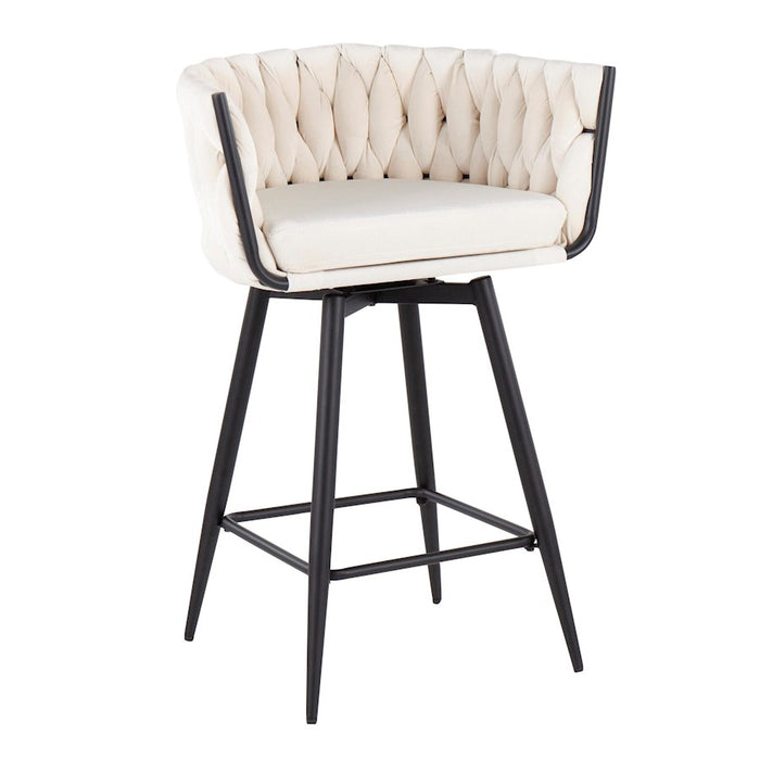 LumiSource Braided Renee Counter Stool, Set of 2, Black/WH