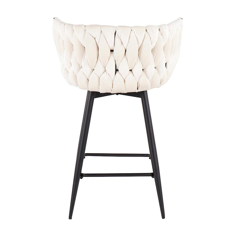 LumiSource Braided Renee Counter Stool, Set of 2, Black/WH