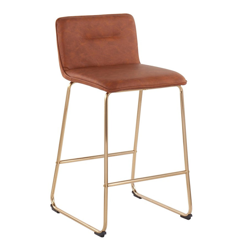 LumiSource Casper Counter Stool, Set of 2, Gold/Camel