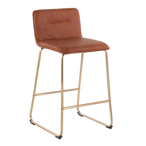 LumiSource Casper Counter Stool, Set of 2, Gold/Camel