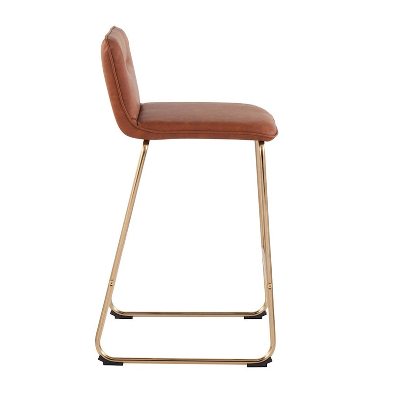LumiSource Casper Counter Stool, Set of 2, Gold/Camel