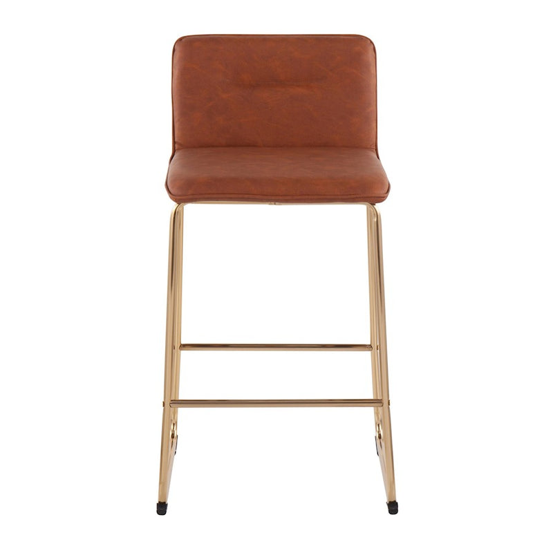 LumiSource Casper Counter Stool, Set of 2, Gold/Camel