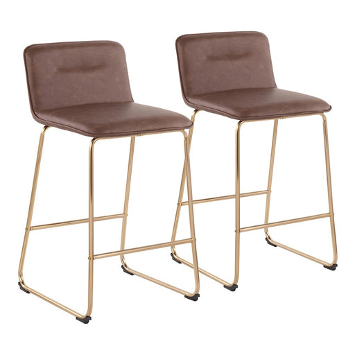 LumiSource Casper Counter Stool, Set of 2, Gold/Espresso - B26-CASPER2AUE2