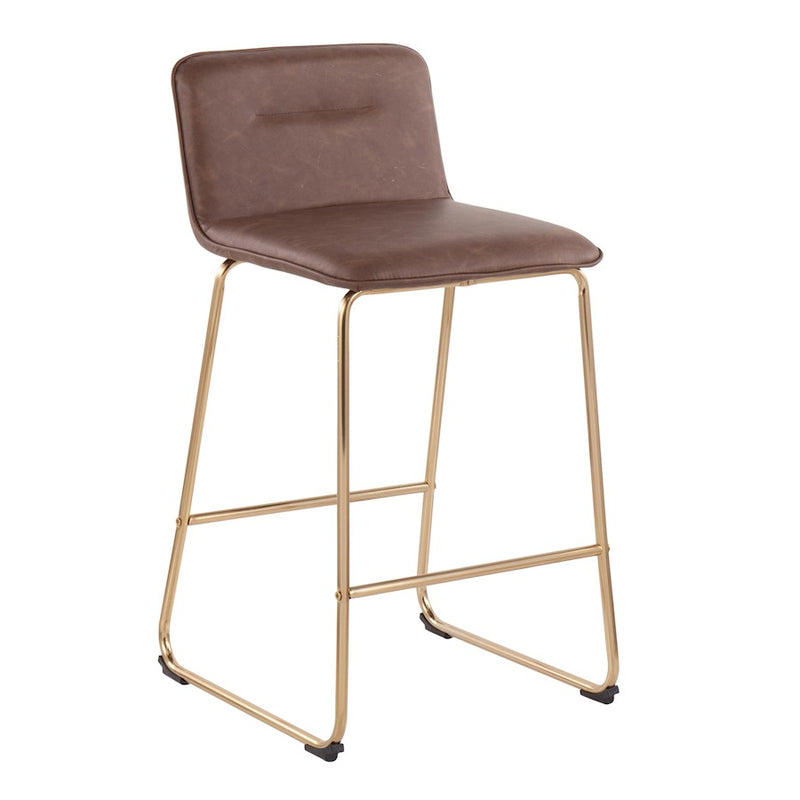 LumiSource Casper Counter Stool, Set of 2, Gold/Espresso