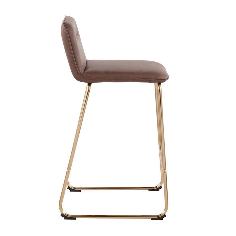 LumiSource Casper Counter Stool, Set of 2, Gold/Espresso