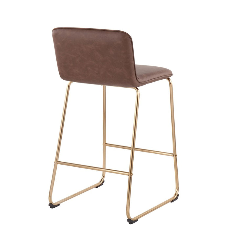LumiSource Casper Counter Stool, Set of 2, Gold/Espresso