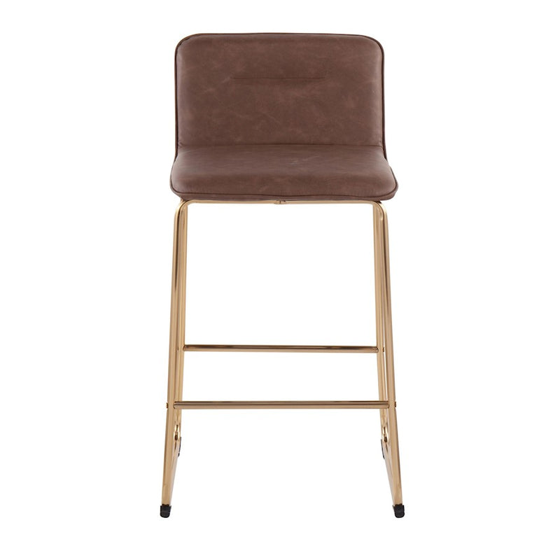LumiSource Casper Counter Stool, Set of 2, Gold/Espresso
