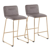 LumiSource Casper Counter Stool, Set of 2, Gold/Grey - B26-CASPER2AUGY2