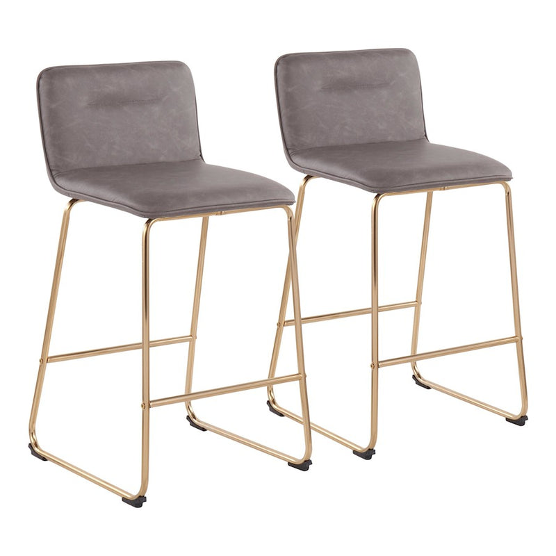LumiSource Casper Counter Stool, Set of 2, Gold/Grey - B26-CASPER2AUGY2